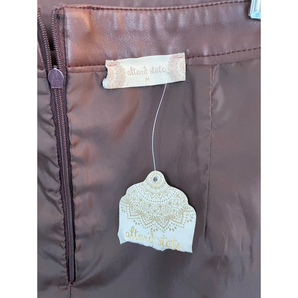 Altar'd State Chocolate Faux Leather Mini Skirt M - Picture 11 of 12